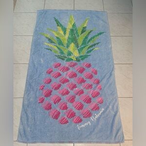 Tommy Bahama Pink Pineapple Large Beach Towel | Tropical Striped Pool Towel